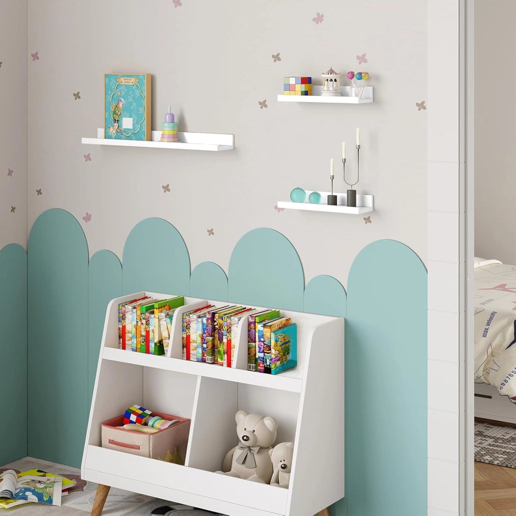 Set di 3 Mensola da Muro, Mensola Sospesa, Scaffale Parete in MDF per Soggiorno, Cucina, Camera da Letto, Ufficio, Bianco, RG9491ws2