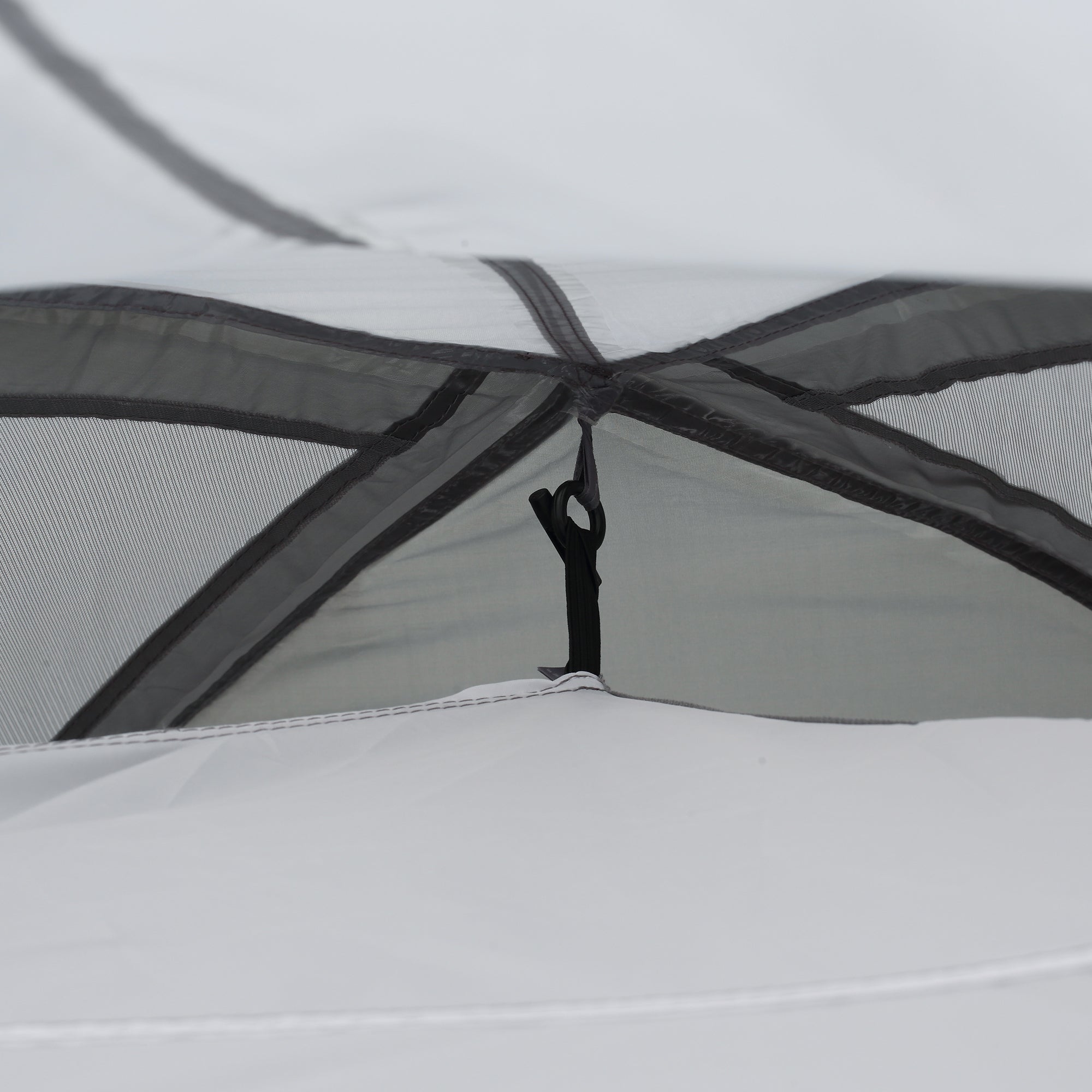 Tenda da Campeggio a Cupola per 2 Persone Estensibile 350x220x145 cm con 4 Porte e 3 Finestre Grigio