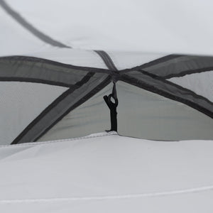 Tenda da Campeggio a Cupola per 2 Persone Estensibile 350x220x145 cm con 4 Porte e 3 Finestre Grigio