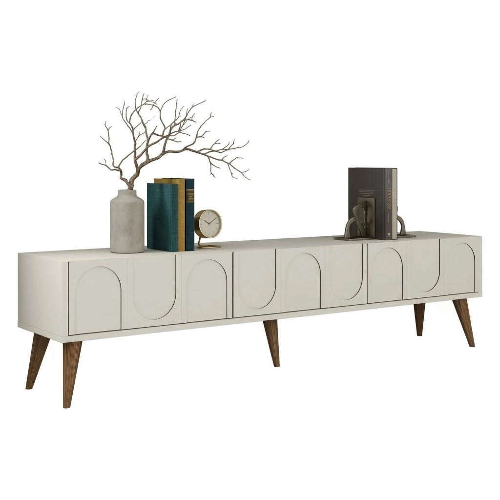 Scafa, Mobile Porta tv 3 Ante, 180x35x44h cm Bianco Crema