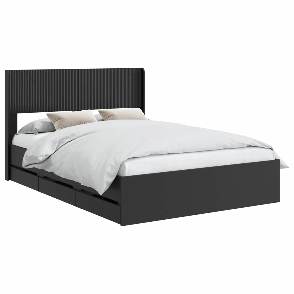 Struttura del letto con stoccaggio e testata Nero 140 x 190 cm 3414306