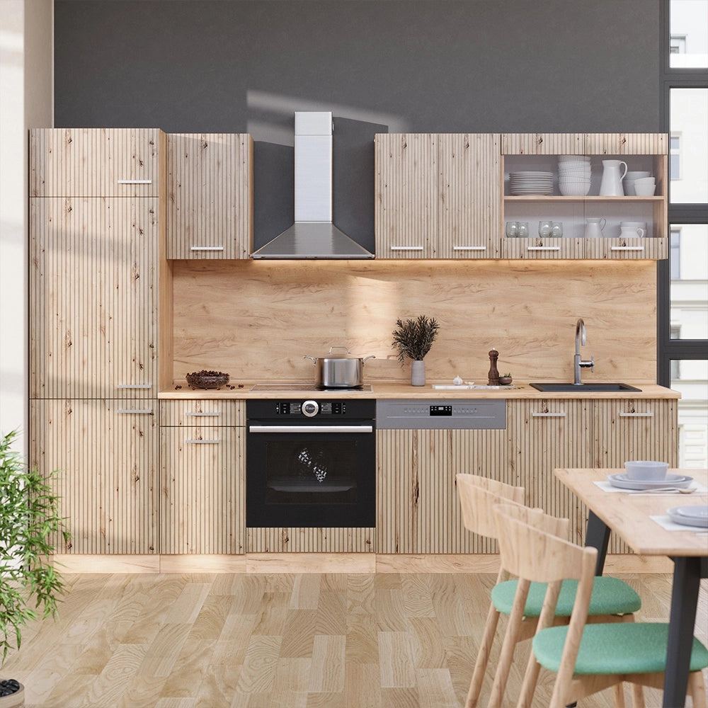 Cucina componibile R-Line Rovere artigianale/Rovere dorato 300 cm, PL Rovere Vicco
