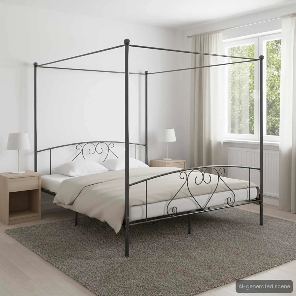 Giroletto Baldacchino senza Materasso Grigio 180x200 cm Metallo 284445