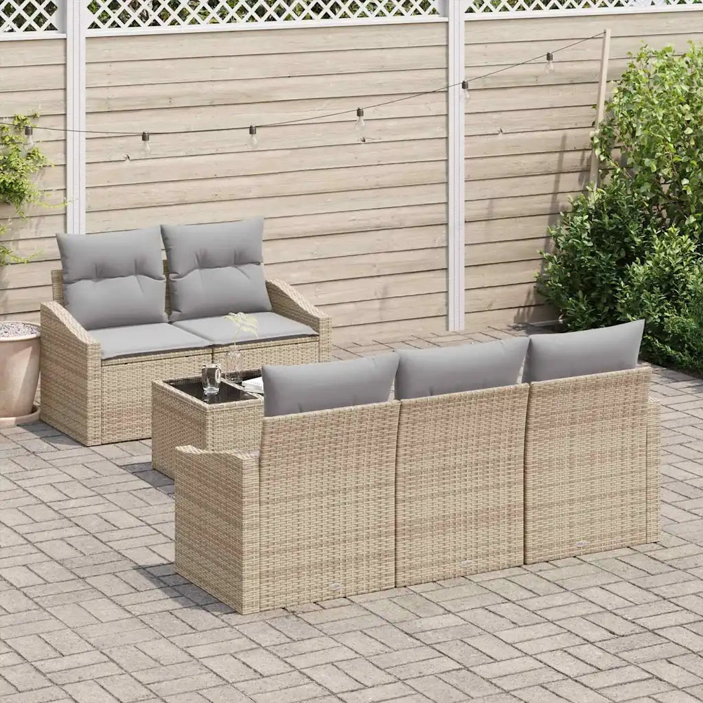 Set di divani 6 pcs Beige e Grigio Chiaro polyrattan