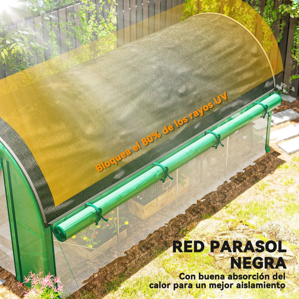 Serra Tunnel 4,5x2x2 m ¨C zephmum ¨C Verde, Copertura PE 140 g/m2, Pareti Laterali Arrotolabili, 8 Finestre, 2 Porte