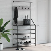 Appendiabiti con Porta Scarpe-Scarpiera con Appendiabiti Grigio Sonoma 90x34x184 cm