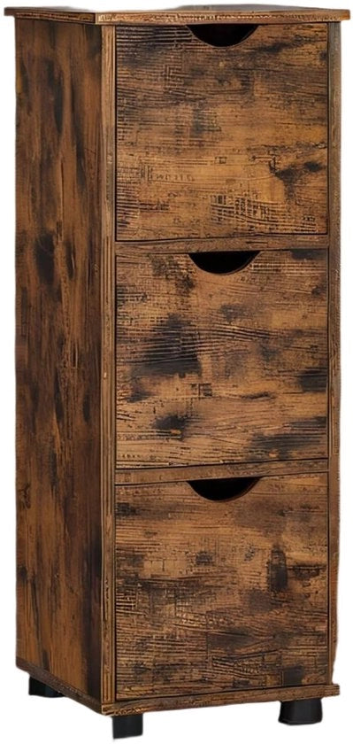 Organizzatore per la stanza da bagno - 3 Lade - Vintage Brown - Risparmio di spazio - 30 x 30 x 80 cm