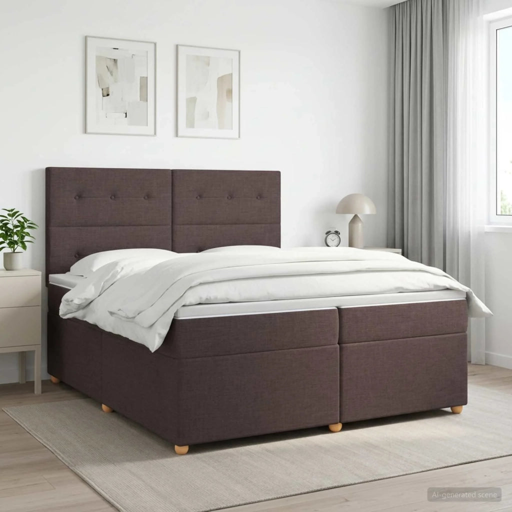 Letto box spring con materasso Marrone Scuro 200 x 200 cm 3453966