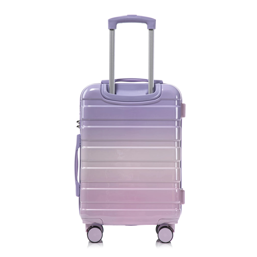 Carrello pieghevole set da viaggio 2 pezzi con guscio rigido in pc ruote girevoli 360° viola 37 × 21,5 × 56 cm