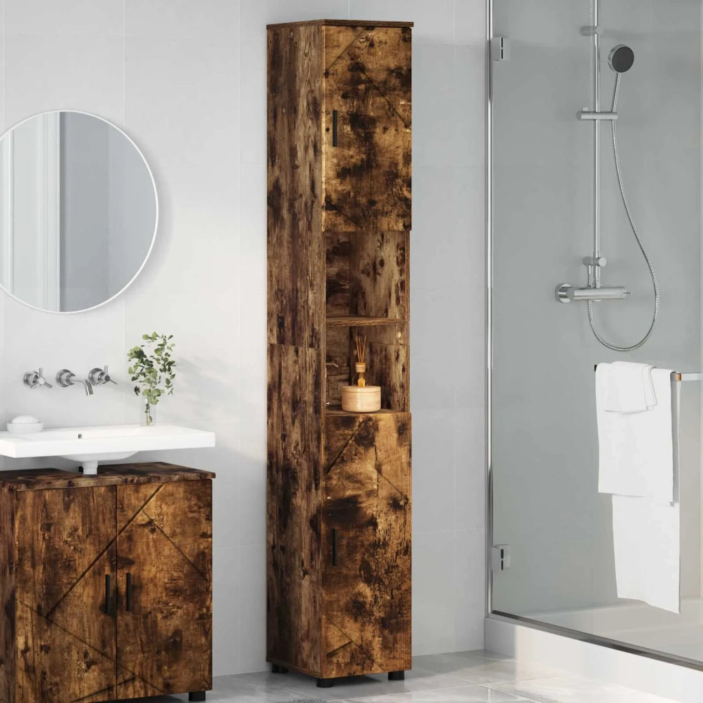 Mobile da Bagno con archiviazione Rovere fumé 30 x 35 x 192 cm 883339