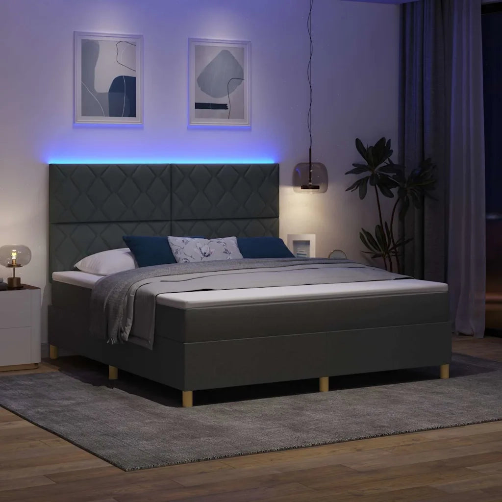 Letto a Sorgente LED Grigio scuro 180 x 200 cm Tessuto 3343195