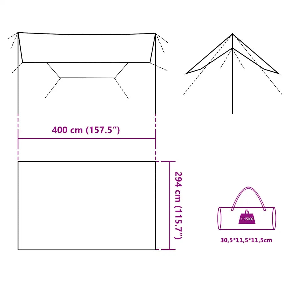 Telone da Campeggio Grigio/Arancione 400x294 cm Impermeabile 94663