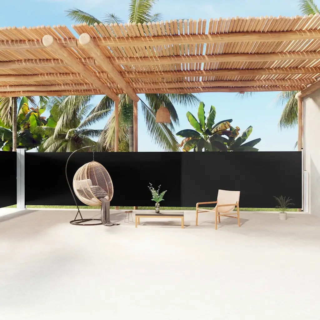 Tenda da Sole Laterale Retrattile-Tenda parasole per balcone per giardino Nera 160x1200 cm 169155