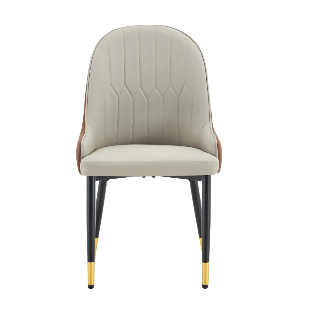 Set di 2 sedie con schienale a fulmine in similpelle PU e metallo marrone e nero