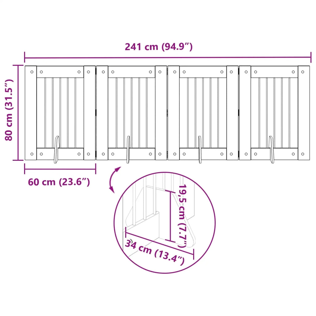 Cancello per cani con supporti 4 pz Legno antico 60 x 80 cm CFW2461446