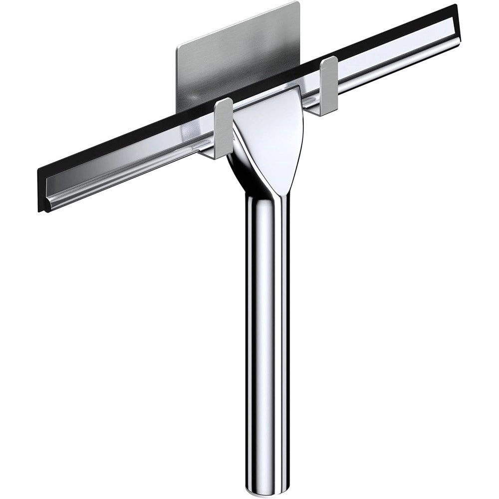 Trade Shop - Set Tergivetro Per Doccia Con Gancio Muro Adesivo Doppio Appendino Porta Box Cromo 87834 -