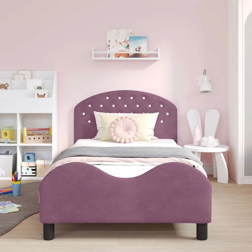 Struttura letto bambini con testata Viola 80 x 200 cm Velluto