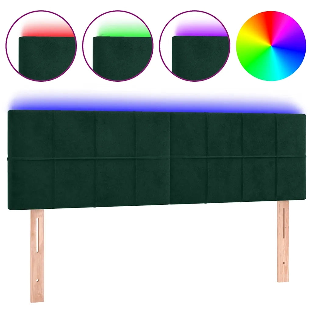 Testiera a LED Verde Scuro 144x5x78/88 cm in Velluto 3121663