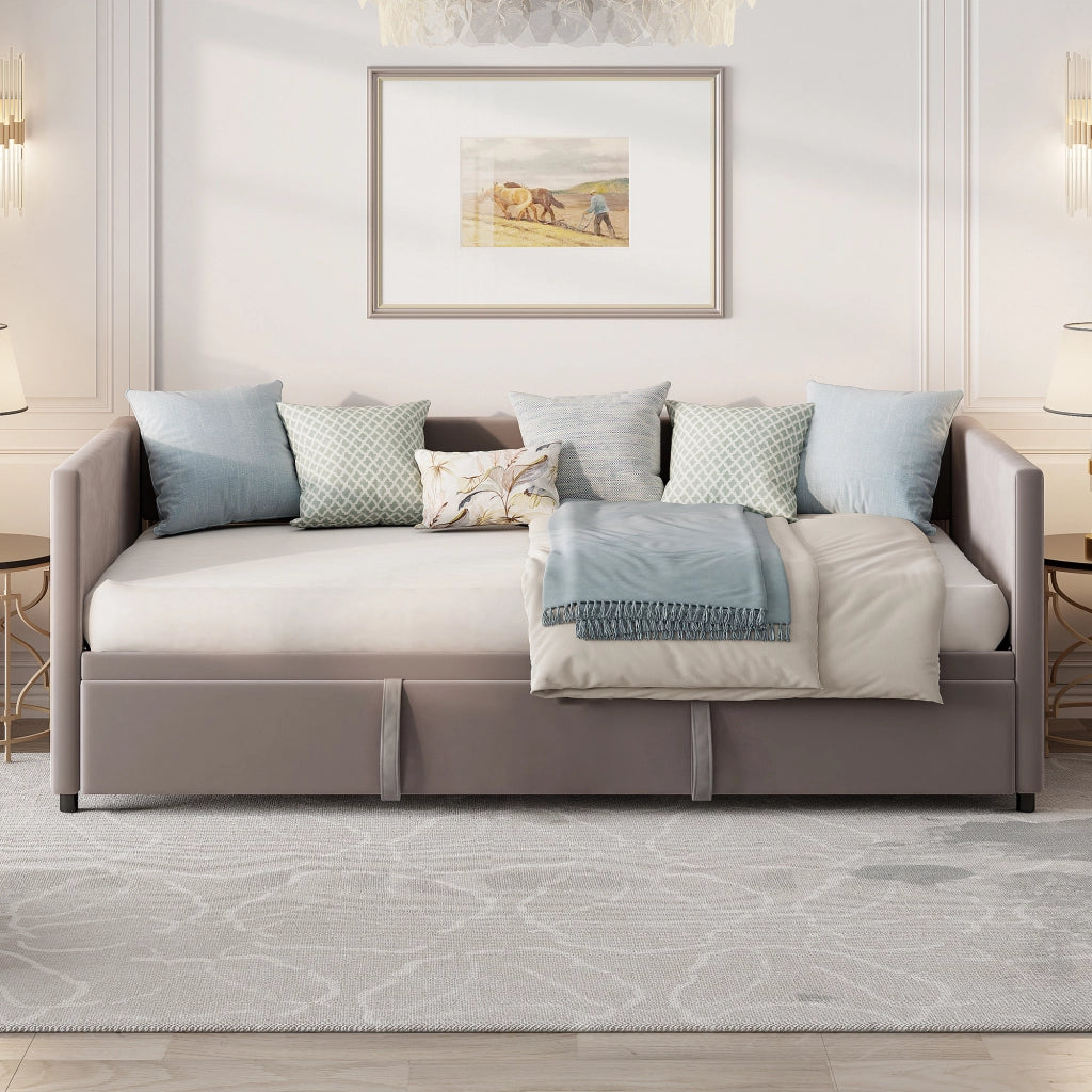 Divano letto in velluto grigio, trasformabile in 3 configurazioni, struttura robusta portata 300kg, divano multifunzione per soggiorno