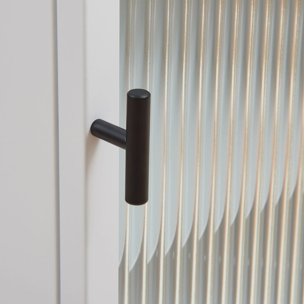Armadietto a Parete Zundert Pensile ad Anta in Vetro Scanalato 60 x 35 x 15 cm - Bianco [en.casa]