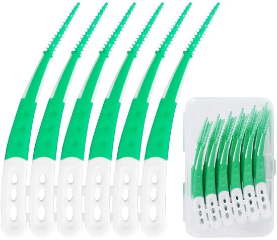 Set di Spazzolini Interdentali a 60 pezzi - Materiale Siliconio - Forma Curva - Pulizia Denti - Contenitore di Stoccaggio - Protezione della Salute Orale - Spazzolini per Spazi Interdentali