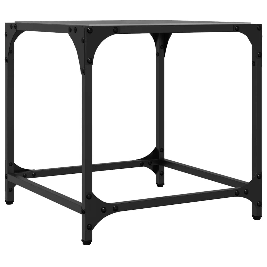 2 pz Tavolini da salotto | Tavolino da caff¨¨ | Tavolino da Soggiorno con Piano Vetro Nero 40x40x40cm Acciaio