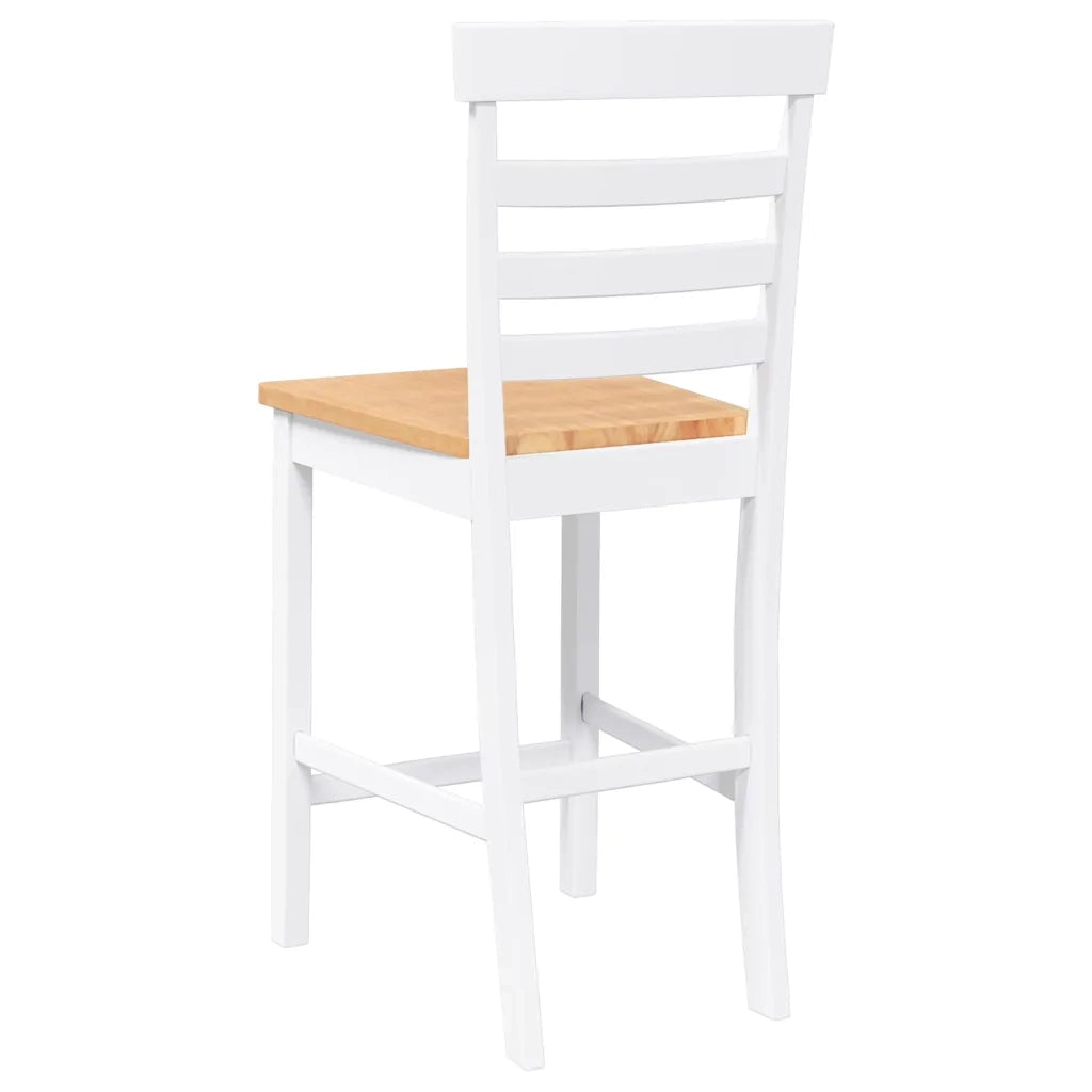 Sgabelli da Bar 2 pz Bianchi in Legno Massello di Hevea 4102542