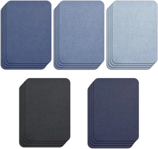 Kit di strappi di cotone Allecto Plus 20 pezzi - Tessuti di riparazione - Adesivi forti - Riparazione di jeans - Decorazione DIY - Lavabile e duraturo