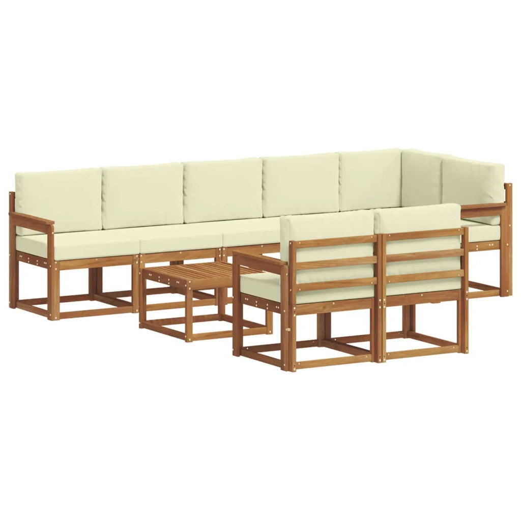 Set di divani da esterno con cuscino 9 pcs Naturale e Crema 3366593