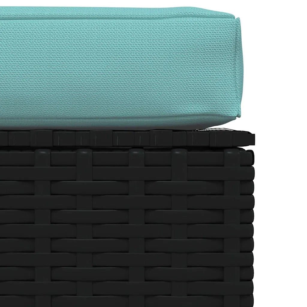 Poggiapiedi da Giardino con Cuscino Nero 70x70x30 cm Polyrattan cod mxl 74256