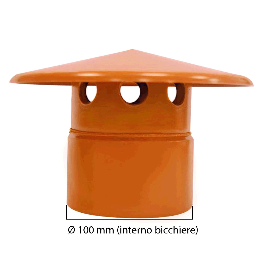 Testa esalatore  in pvc : Colore - "Tegola" - RAL 8023, Diametro - 100