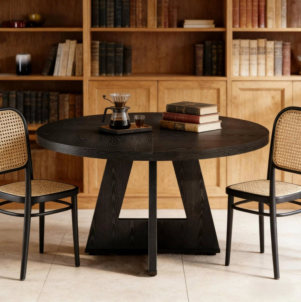 Tavolo da pranzo rotondo Ø120 cm nero in legno ingegnerizzato
