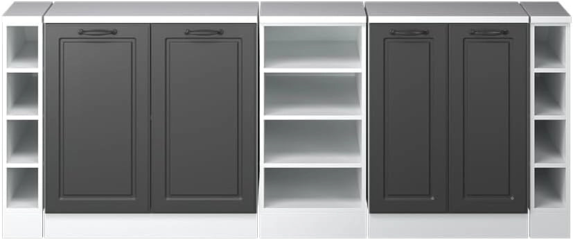 Set di mobili sottotetto Rion, Antracite casa di campagna, 210 cm Set di 5 carcasse armadio profondità 60 cm, adatto per il salvaspazio sotto tetti spioventi