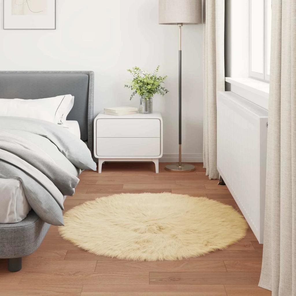 Tappeto in finta TAFALLA Crema Ø 100 cm Poliestere 42021514