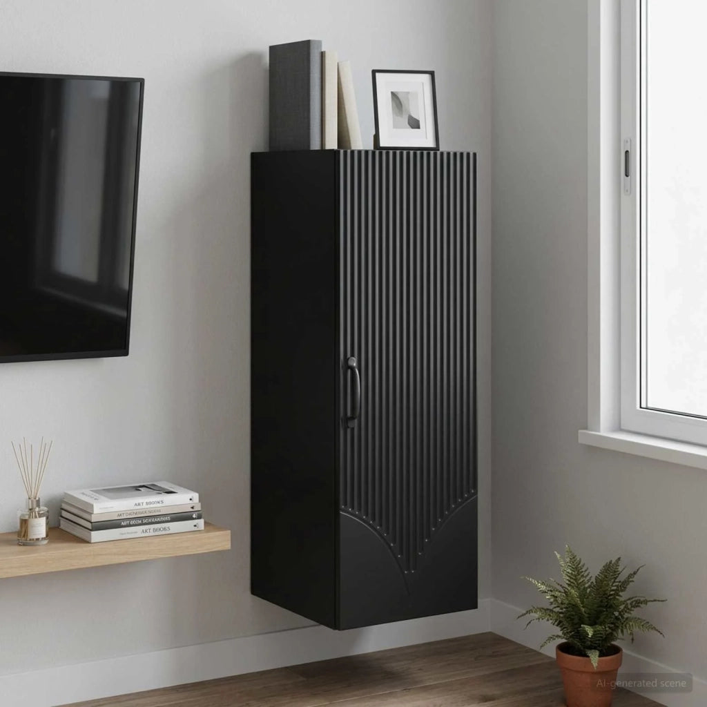 Mobiletto a muro Nero 33 x 34,5 x 90 cm Legno ingegnerizzato 898926