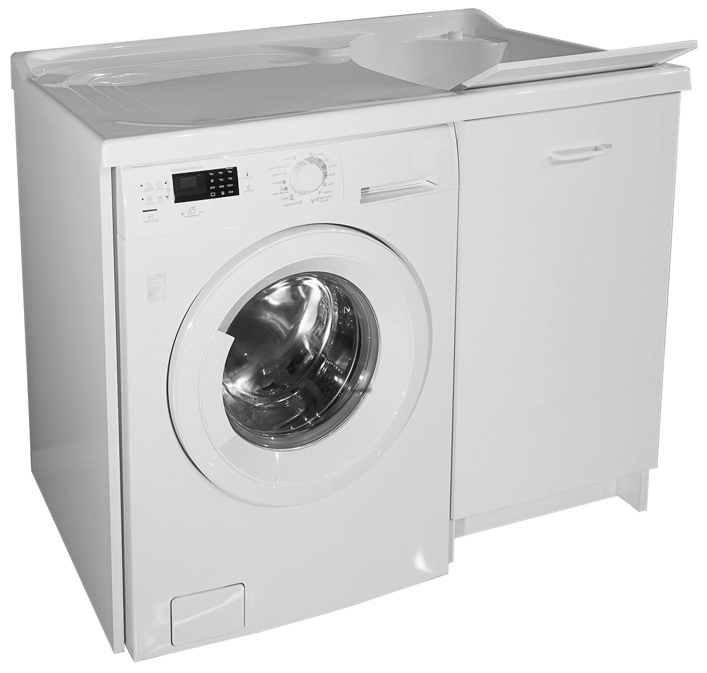 Lavatoio e Coprilavatrice 109x60x89cm Asse in Termoplastico Montegrappa Edilla Bianco Destro