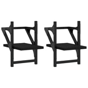 2 pz Mensole da Parete | Scaffali a Parete | Ripiano a parete con Aste Nere 20x25x30 cm