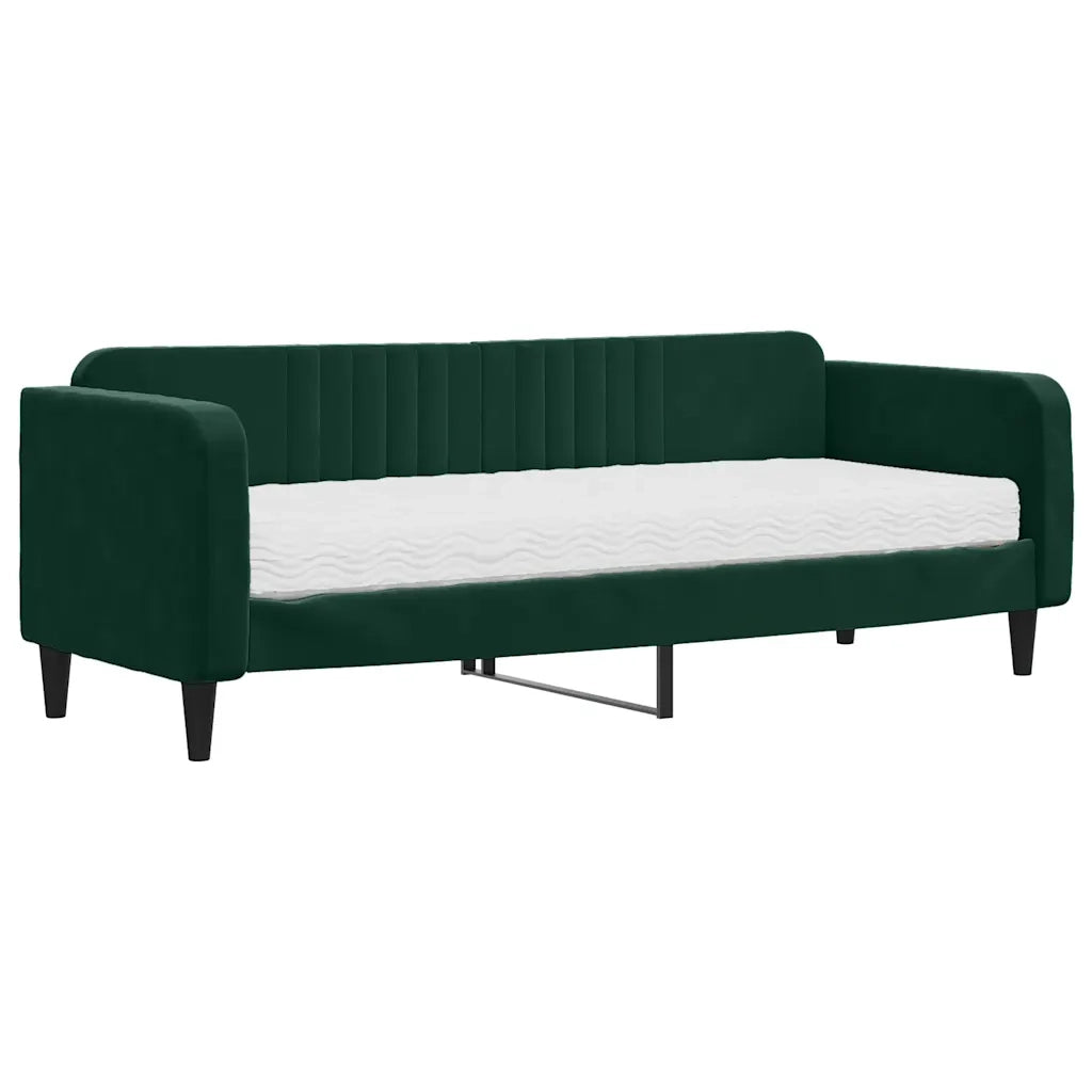Divano Letto con Materasso Verde Scuro 80x200 cm in Velluto 3197034