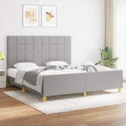 Giroletto con Testiera Grigio Chiaro 180x200 cm in Tessuto cod mxl 63718