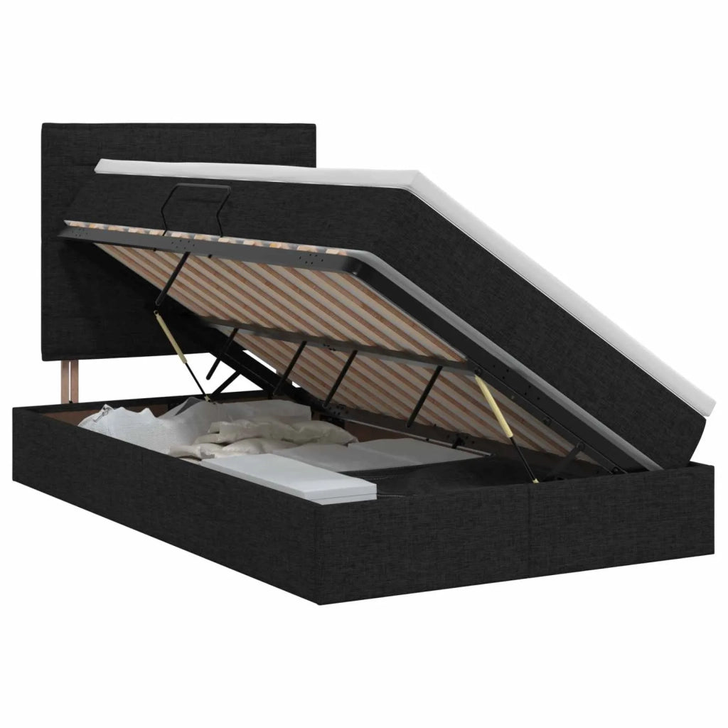 Letto con contenitore e materasso Nero 120 x 200 cm Tessuto 3459434