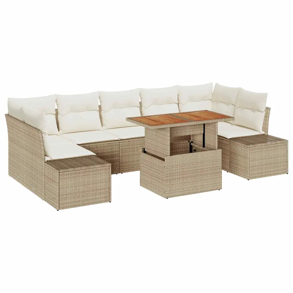 Set da Pranzo per Giardino con cuscino 8 pcs Beige e Crema 3349931