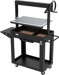 Barbecue a Legna e Carbone 80x46,5x21 cm BBQ Argentino in Acciaio Santa Maria Nero