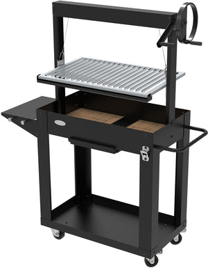 Barbecue a Legna e Carbone 80x46,5x21 cm BBQ Argentino in Acciaio Santa Maria Nero