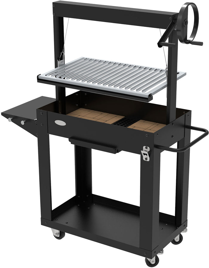 Barbecue a Legna e Carbone 80x46,5x21 cm BBQ Argentino in Acciaio Santa Maria Nero