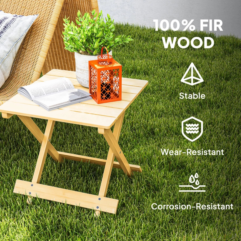 Tavolino da Esterno Pieghevole 40x43x40 cm con Piano a Doghe in Legno Naturale