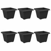 Fioriere | Cassetta per fiori | Vaso quadrato per fiori 6 pz Nero 38 x 38 x 30 cm Plastica