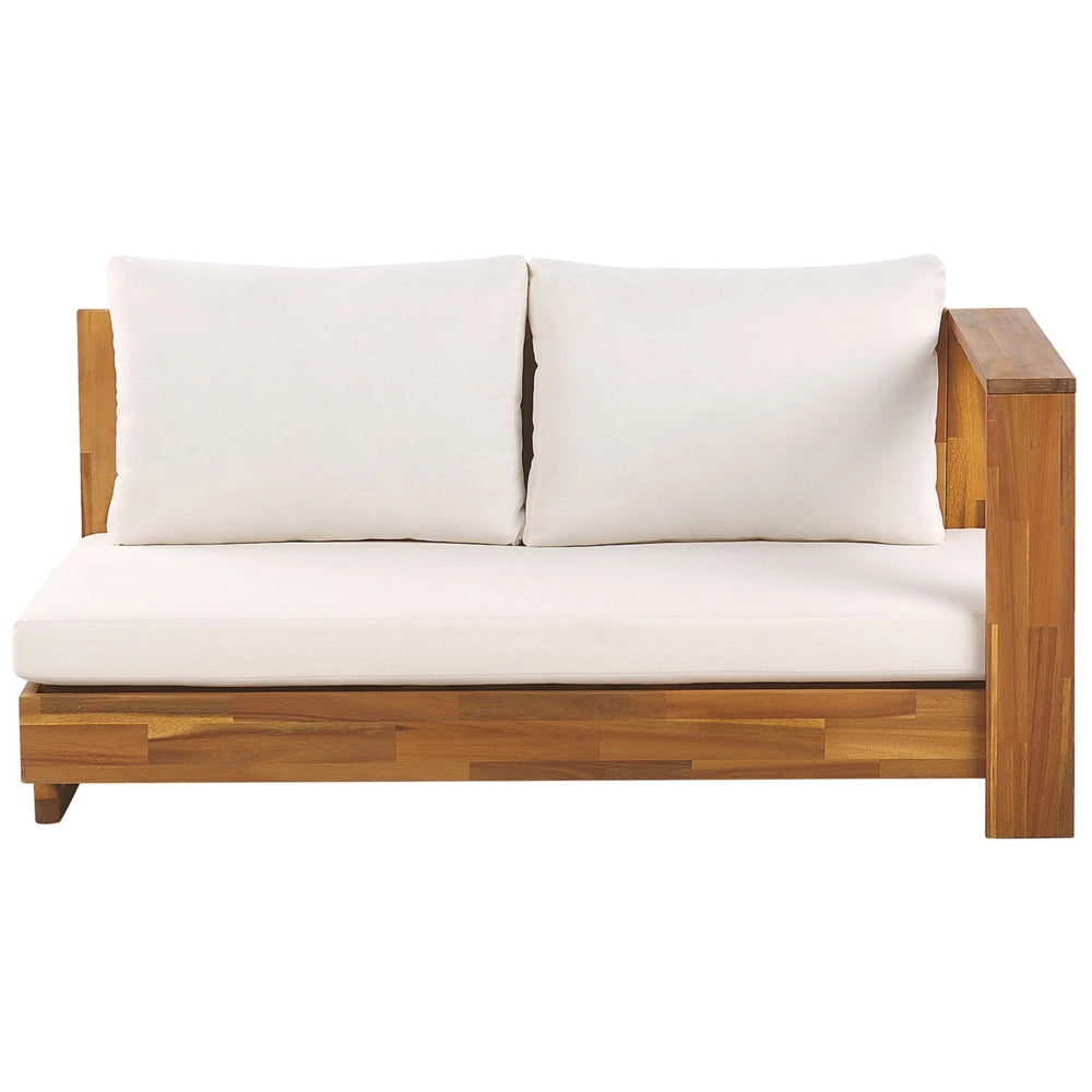 Divano angolare per esterni lato sinistro set tavolino certificato in legno d'acacia bianco da esterno sinistro