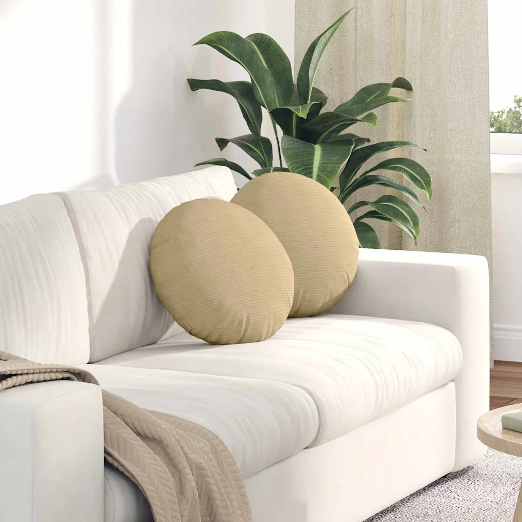 Cuscini per Seduta 2 pcs Grigio Verde Ø 40 cm Tessuto in Cords