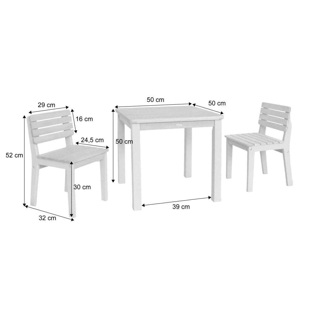 Set di tavolo per bambini in legno, 2 sedie, verde grigio