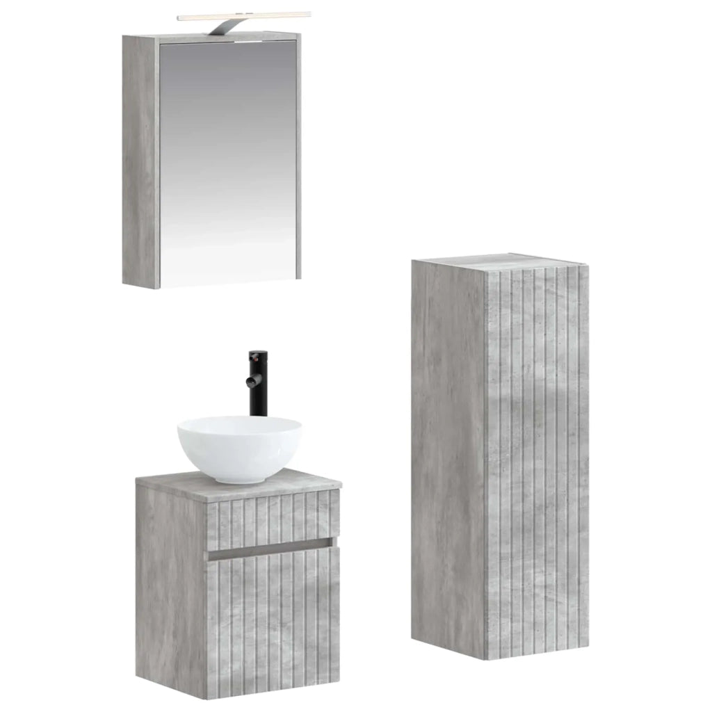 Set di mobili per il bagno 4 pcs Grigio Cemento 3407466